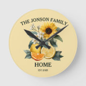 Zonnebloemen en Citrus Family Design Ronde Klok (Voorkant)