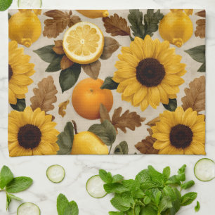 Zonnebloemen en Citrus Herfst Huisdecoratie Theedoek