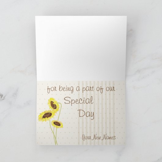 Zonnebloemen en Collectie met strepen Bedankkaart (Binnen)