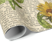 Zonnebloemen en  coursprint cadeaupapier (Rol Hoek)