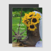 Zonnebloemen en Cowboy Boots Wedding Save the Date Magnetische Uitnodiging (Voorkant / Achterkant)