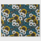 Zonnebloemen en dagbladen, zomertuin 2 cadeaupapier (Vlak)