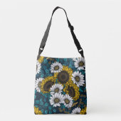 Zonnebloemen en dagbladen, zomertuin 2 crossbody tas (Achterkant)
