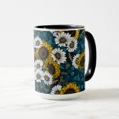 Zonnebloemen en dagbladen, zomertuin 2 mok (Voorkant rechts)