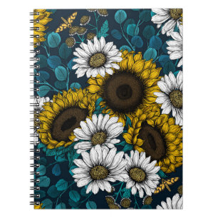 Zonnebloemen en dagbladen, zomertuin 2 notitieboek