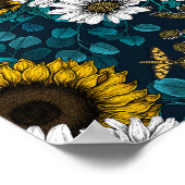 Zonnebloemen en dagbladen, zomertuin 2 poster (Hoek)