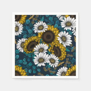 Zonnebloemen en dagbladen, zomertuin 2 servet