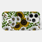 Zonnebloemen en dagbladen, zomertuin 3 Case-Mate iPhone case (Achterkant (horizontaal))