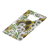 Zonnebloemen en dagbladen, zomertuin 3 creditkaart flessenopener (Achterkant Gekanteld)