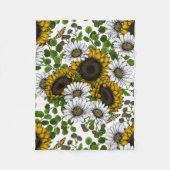 Zonnebloemen en dagbladen, zomertuin 3 fleece deken (Voorkant)