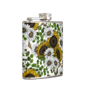 Zonnebloemen en dagbladen, zomertuin 3 heupfles (Rechts)