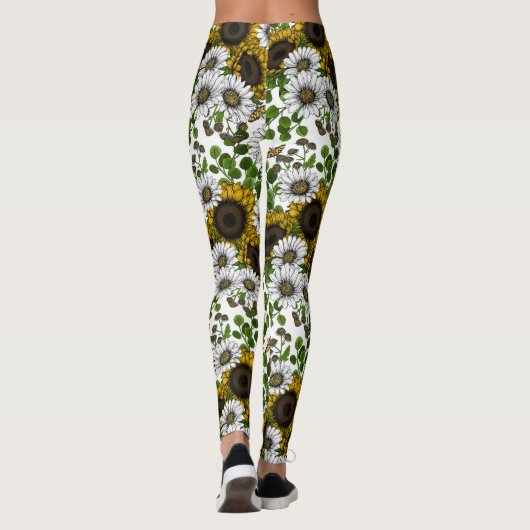 Zonnebloemen en dagbladen, zomertuin 3 leggings (Achterkant)
