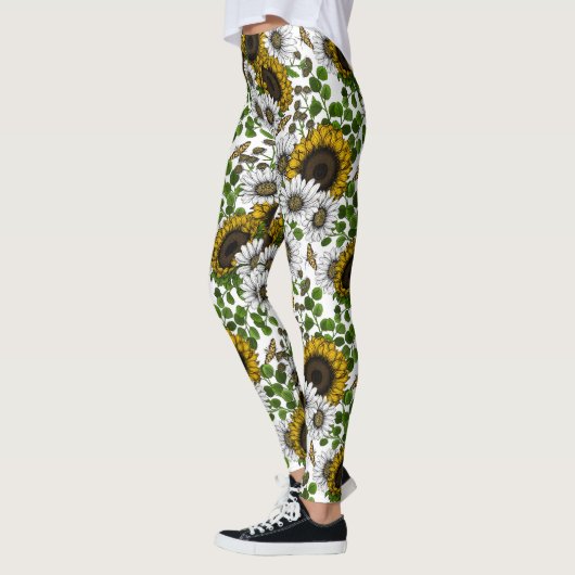 Zonnebloemen en dagbladen, zomertuin 3 leggings (Links)