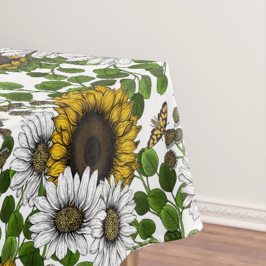 Zonnebloemen en dagbladen, zomertuin 3 tafelkleed (Voorbeeld)