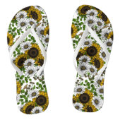 Zonnebloemen en dagbladen, zomertuin 3 teenslippers (Voetbed)