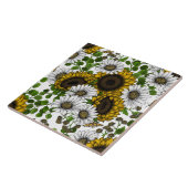 Zonnebloemen en dagbladen, zomertuin 3 tegeltje (Zijkant)