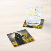 Zonnebloemen en de Grim Reaper Kartonnen Onderzetters (Insitu)