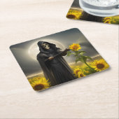 Zonnebloemen en de Grim Reaper Kartonnen Onderzetters (Schuin)