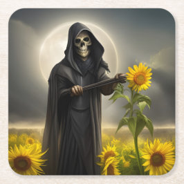 Zonnebloemen en de Grim Reaper Kartonnen Onderzetters
