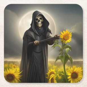Zonnebloemen en de Grim Reaper Kartonnen Onderzetters