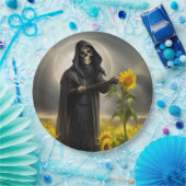 Zonnebloemen en de Grim Reaper Papieren Bordje (Feest)