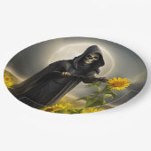 Zonnebloemen en de Grim Reaper Papieren Bordje (Gekanteld)