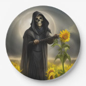 Zonnebloemen en de Grim Reaper Papieren Bordje (Voorkant)