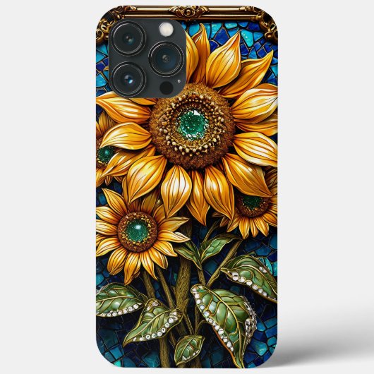 Zonnebloemen en decoratieve frame-elementen Case-Mate iPhone case (Achterkant)