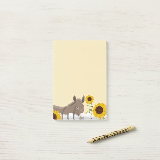 Zonnebloemen en Donkey Post-it® Notes (Op bureau)