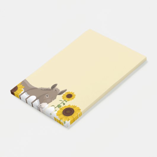 Zonnebloemen en Donkey Post-it® Notes (Schuin)