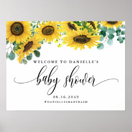 Zonnebloemen en Eucalyptus Baby shower Welkom Poster