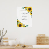Zonnebloemen en Eucalyptus Baby Shower Welkomstbor Poster (Keuken)