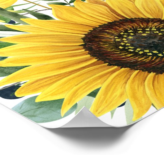 Zonnebloemen en Eucalyptus Baby Shower Welkomstbor Poster (Hoek)