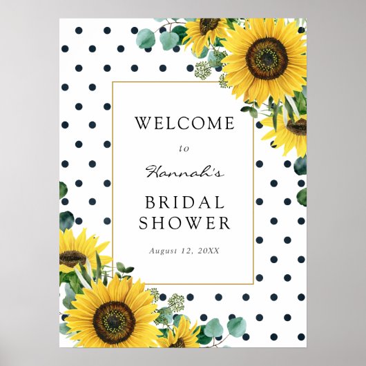 Zonnebloemen en Eucalyptus Baby Shower Welkomstbor Poster (Voorkant)