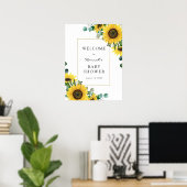 Zonnebloemen en Eucalyptus Baby shower Welkomsttek Poster (Thuiskantoor)