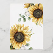 Zonnebloemen en Eucalyptus Rustic Wedding Zilver Folie Uitnodiging (Achterkant)