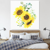 Zonnebloemen en Eucalyptusregeling Canvas Afdruk (Insitu (Slaapkamer))