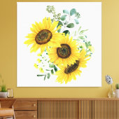 Zonnebloemen en Eucalyptusregeling Canvas Afdruk (Insitu (Woonkamer))