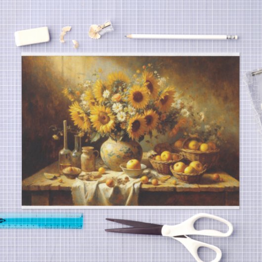 Zonnebloemen en fruit Stilleven Schilderen Decoupa Tissuepapier (Craft)