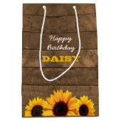 Zonnebloemen en gepersonaliseerde Gift Bag voor Ba Medium Cadeauzakje (Voorkant)