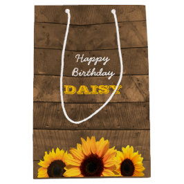 Zonnebloemen en gepersonaliseerde Gift Bag voor Ba Medium Cadeauzakje