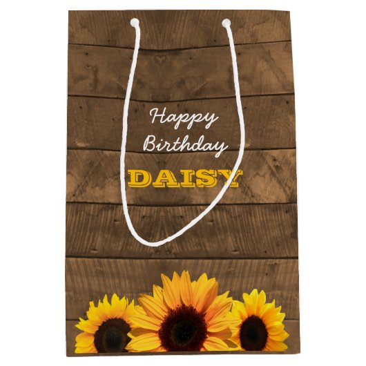 Zonnebloemen en gepersonaliseerde Gift Bag voor Ba Medium Cadeauzakje (Voorkant)