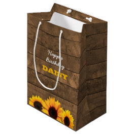 Zonnebloemen en gepersonaliseerde Gift Bag voor Ba Medium Cadeauzakje