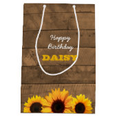 Zonnebloemen en gepersonaliseerde Gift Bag voor Ba Medium Cadeauzakje (Achterkant)