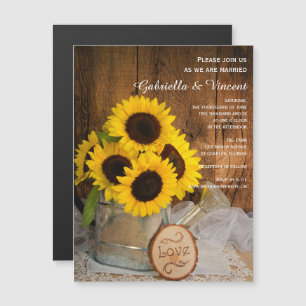 Zonnebloemen en Gieter Schuur Bruiloft Magnetische Uitnodiging