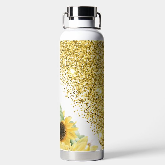 Zonnebloemen en Glitter Waterfles (Achterkant)
