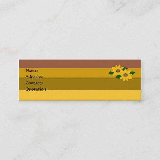 Zonnebloemen en Gouden Strepen Mini Visitekaartje (Voorkant)