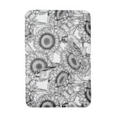 Zonnebloemen en goudvinken in zwart-wit badmat (Voorkant Verticaal)