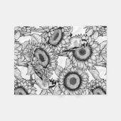 Zonnebloemen en goudvinken in zwart-wit fleece deken (Voorkant (Horizontaal))