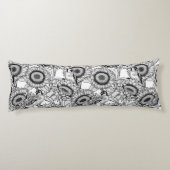 Zonnebloemen en goudvinken in zwart-wit lichaamskussen (Achterkant)